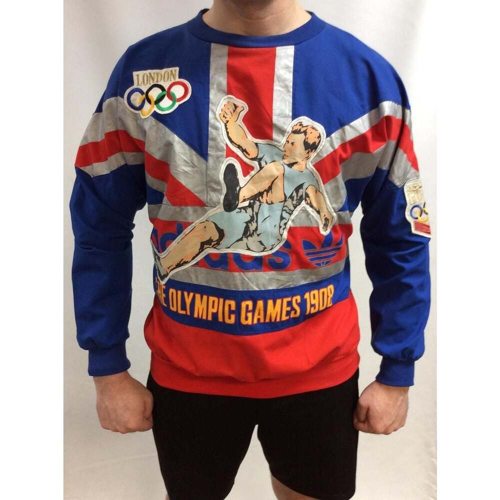Vintage 80s RARE Adidas The Olympic Games 1908 London Sweatshirt Size L